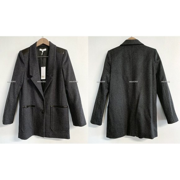 NEW sandro leather trim jacket size 36 - Picture 2 of 4